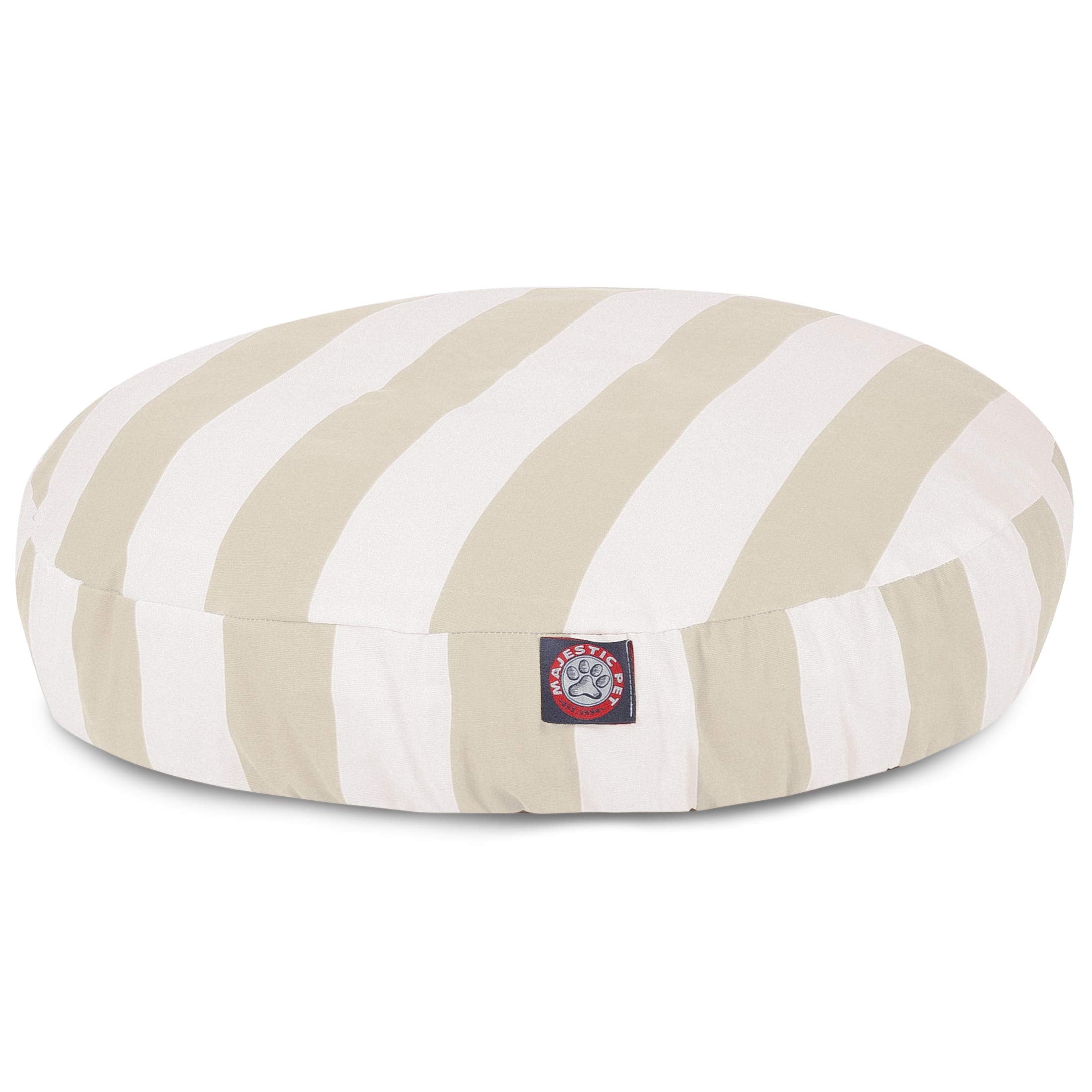 Majestic Pet Indoor Outdoor Vertical Stripe Round Pet Dog Bed With Removable Washable Cover, Sand, Medium