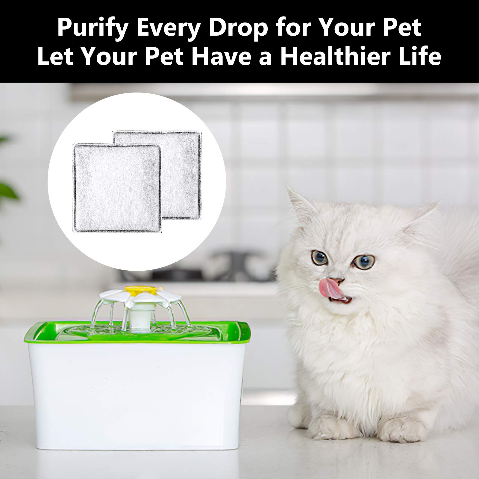 Myfatboss Replacement Carbon Filters, Pet Water Filters Fountain Filters Compatible With Catit Mini Flower Fountain, Pack Of 12