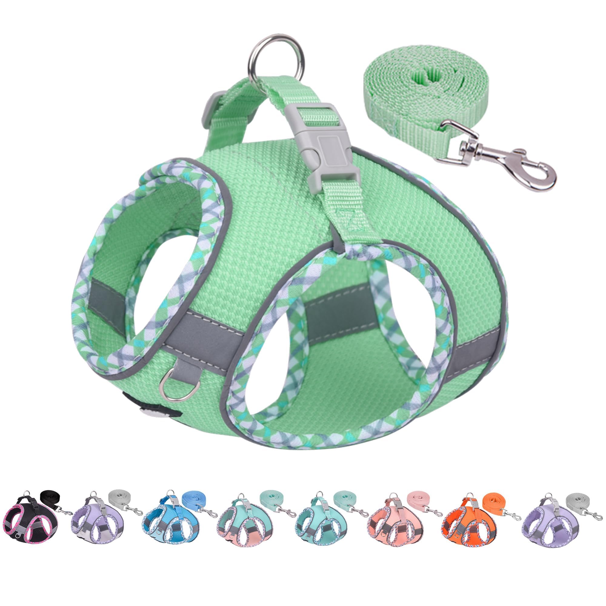 Aiitle Small Dog Harness - Breathable Double-Layer Jacquard No-Choke Vest, Durable Anti-Tear Fabric With Reflective Trim - Perfe