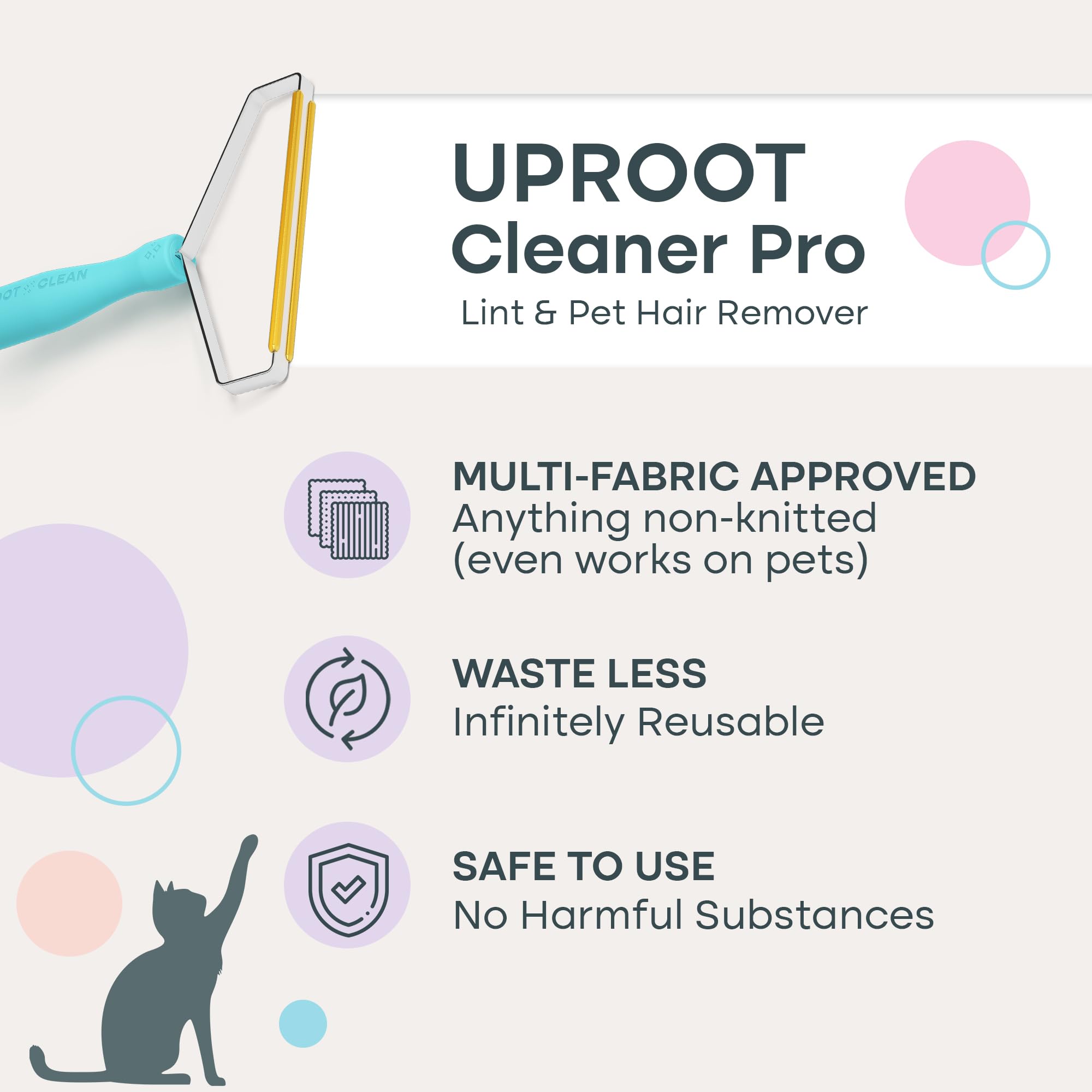 Uproot Cleaner Pro Pet Hair Removal Tool - Special Dog Hair Remover Multi Fabric Edge And Carpet Rake By Uproot Clean - Cat Fur Remover For Couch, Pet Towers, Rugs, Cat Mats And Trunks & Much More