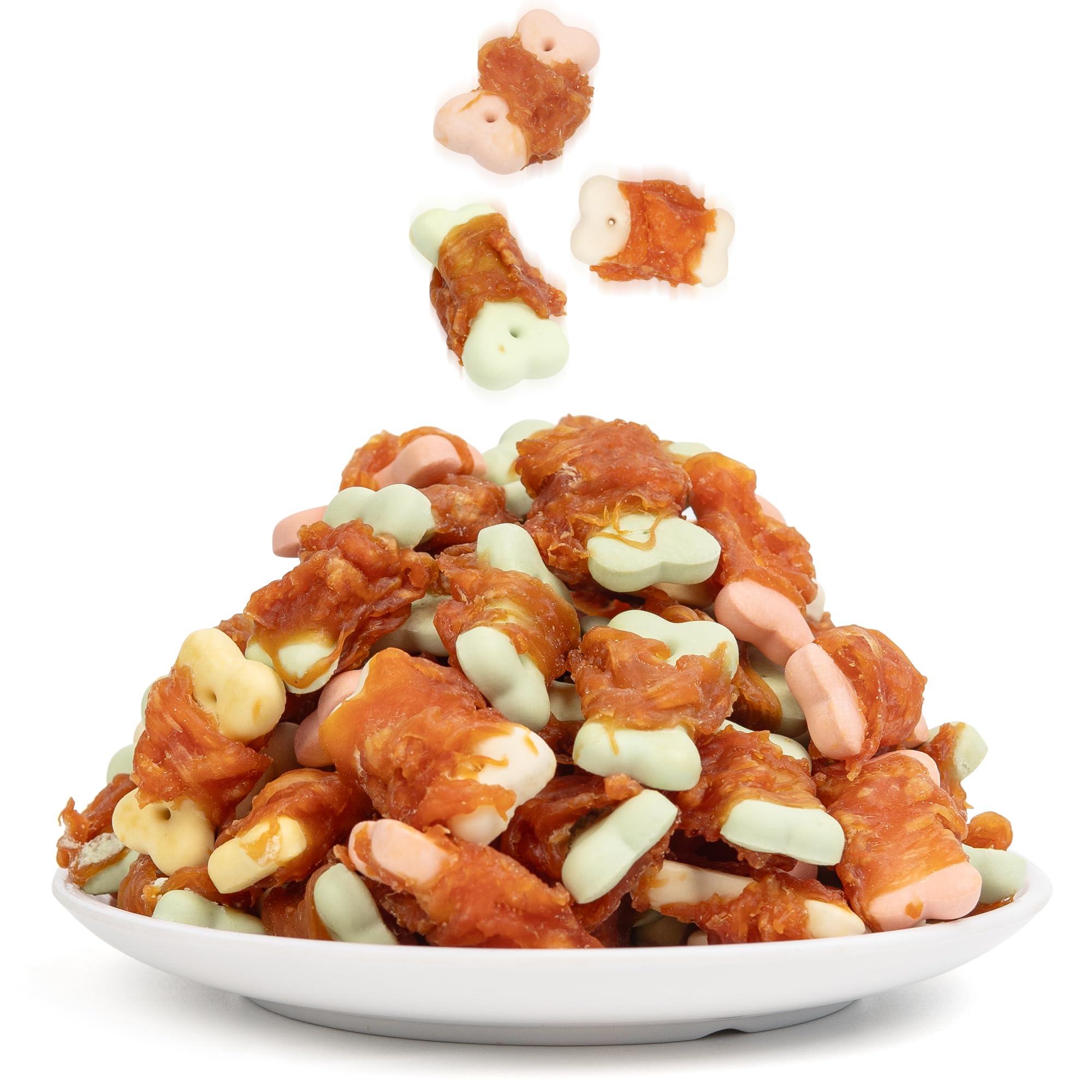 MON2SUN Dog Treats, Mini Chicken Wrapped Biscuits with Added Vitamins, Healthy Training Snacks for Small Medium and Large Dogs, 