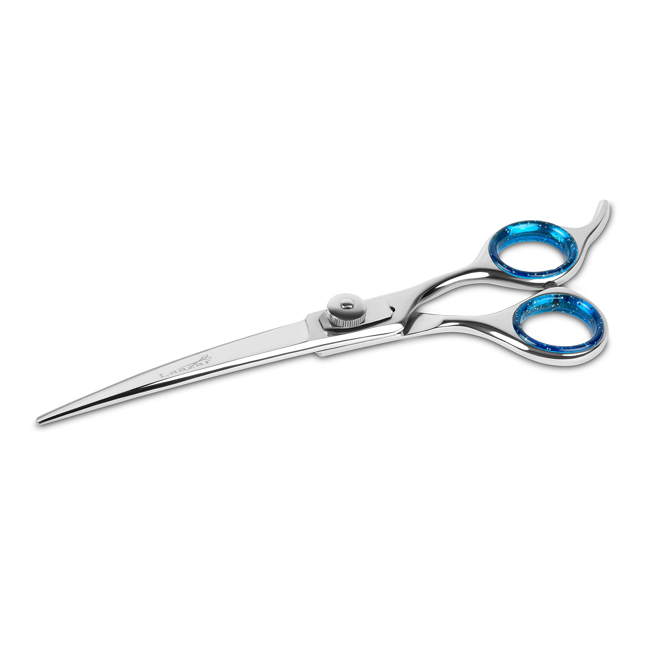 Laazar Pro Pet Grooming Scissors, Premium Steel Dog Grooming Shears With Blue Handles, Long-Lasting Sharp Blades (Curved, 7 Inch