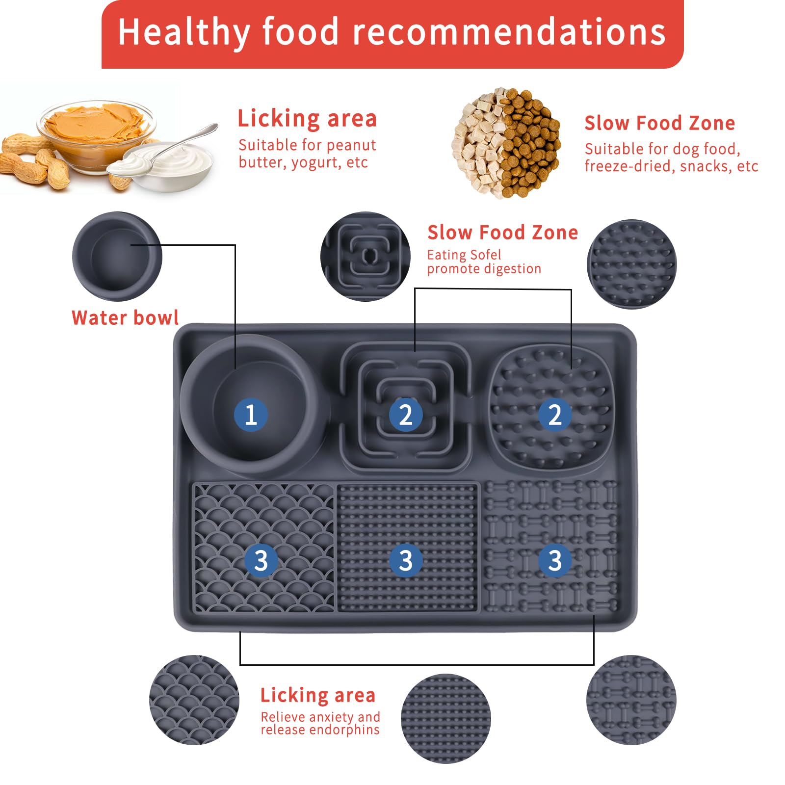 New Cat Slow Feeder, Dog Anxiety Relief Lick Mats with Suction Cups, Non-Slip Silicone Dog Enrichment Treat Mat, Easy to Clean C