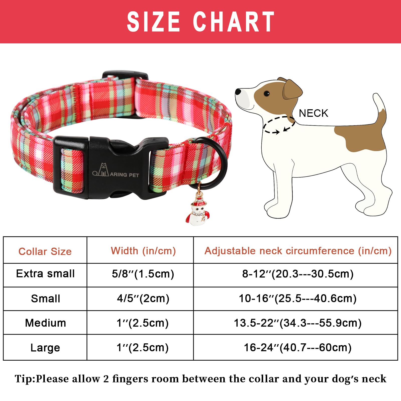 Aring Pet Christmas Dog Collar-Cute Red Green Plaid Dog Collars, Adjustable Christmas Pet Collars Puppy Collar With Quick Releas
