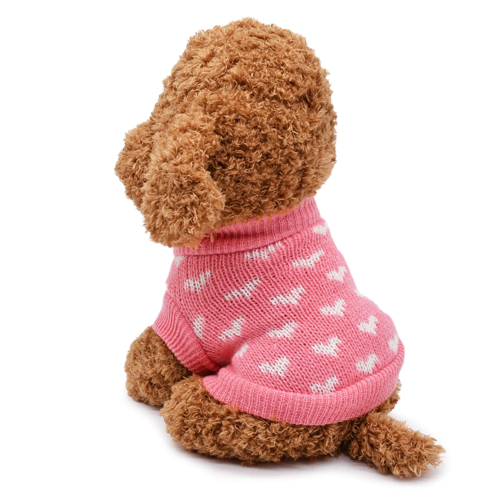 Valentine'S Day Pink Heart Pet Sweater For Dogs - Cozy Knitted Small To Medium Dog Sweaters, Adorable Puppy Cat Dogs Sweater Wit