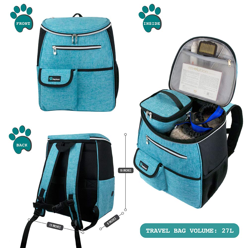 PetAmi Dog Travel Bag Backpack, Airline Approved Dog Bags for Traveling, Puppy Diaper Bag Supplies, Pet Camping Essentials Hikin