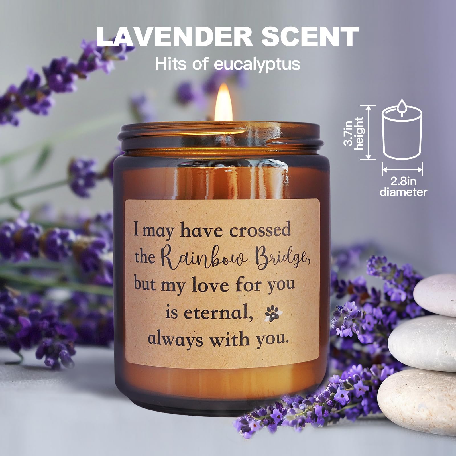 Fufyukey Dog Memorial Gifts, Pet Loss Sympathy Candle, Rainbow Bridge Remembrance Gifts, Paw Print Pet Memorial For Dogs And Cat