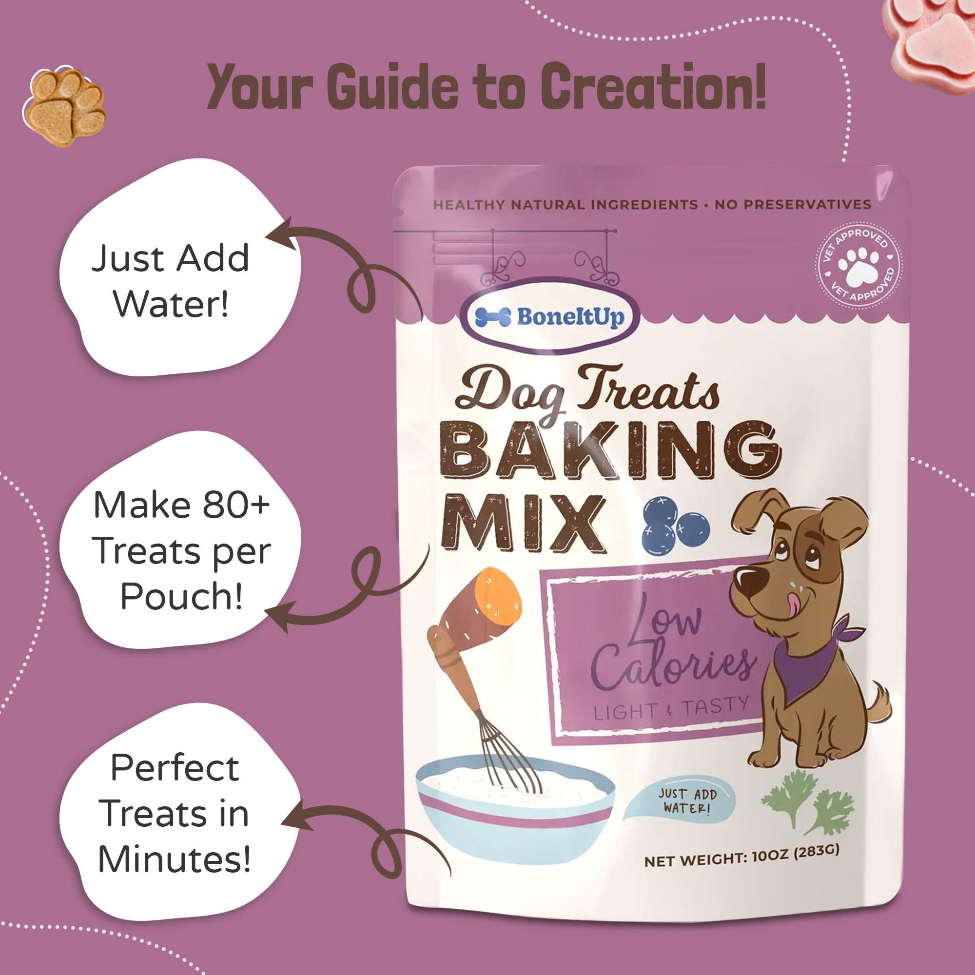 BoneItUp Dog Treats Baking Mix(Low Calories), All-Natural, Vet-Approved, Nutrient-Rich Ingredients, Low CaloriesTreats for Dogs,