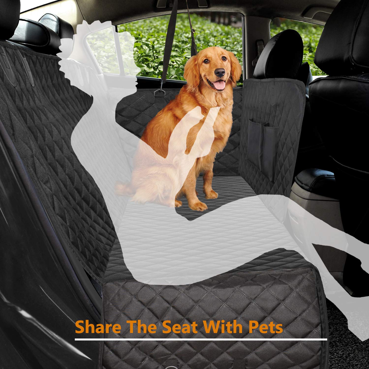 Vailge Extra Large Waterproof Dog Car Seat Cover, Heavy Duty Oxford Hammock, Black (60"W x 64"L) for Cars, Trucks, SUVs