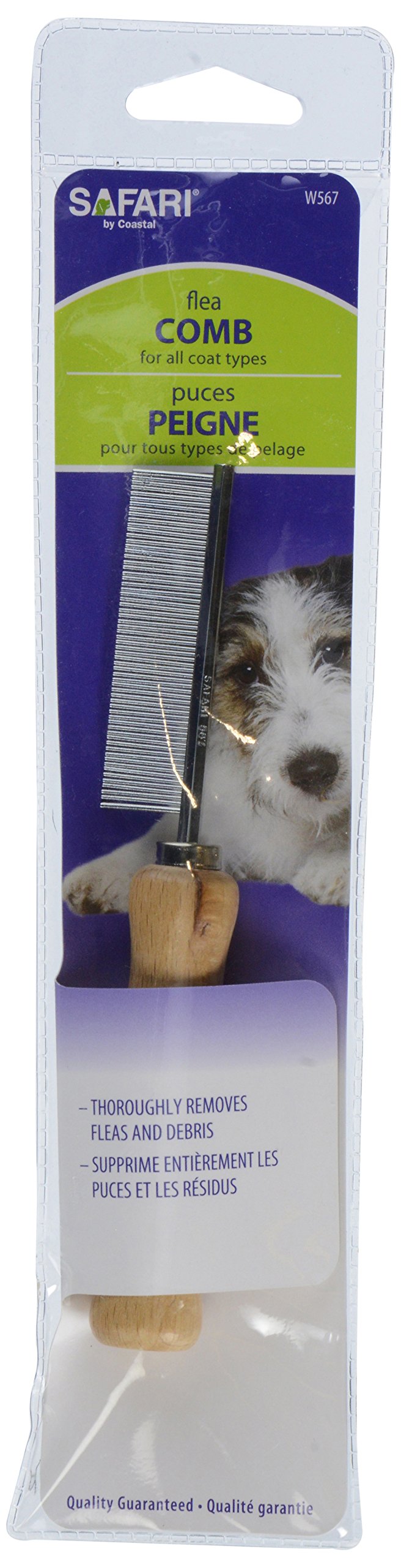 Coastal, Flea Comb With Wood Handle For Dogs, 1 Ct