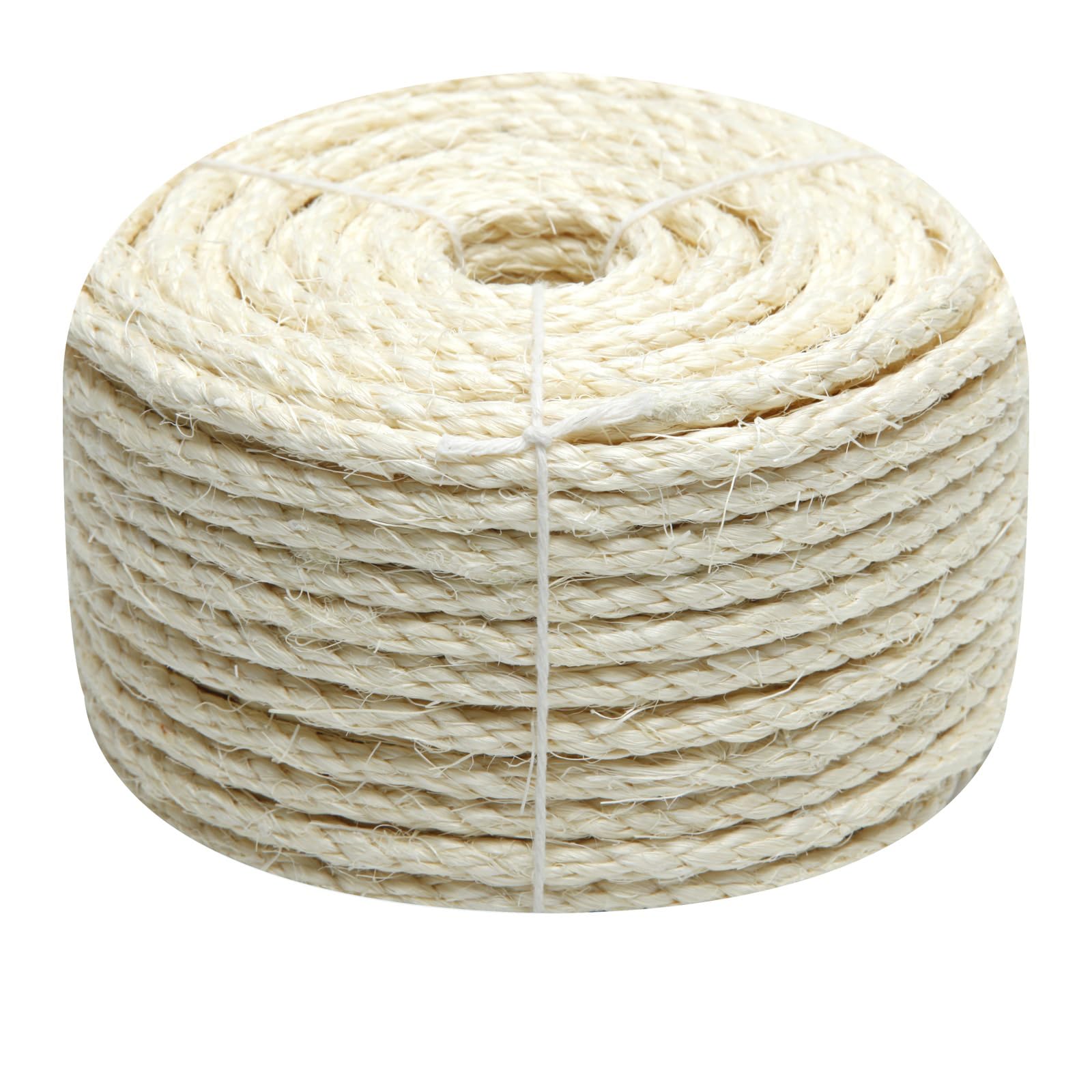 Natural Sisal Rope 1/4 Inch 32-Feet For Cat Tree Tower Repair And Replace Scratching Post, Diy Hemp Twine Rope For Cat Scratchin
