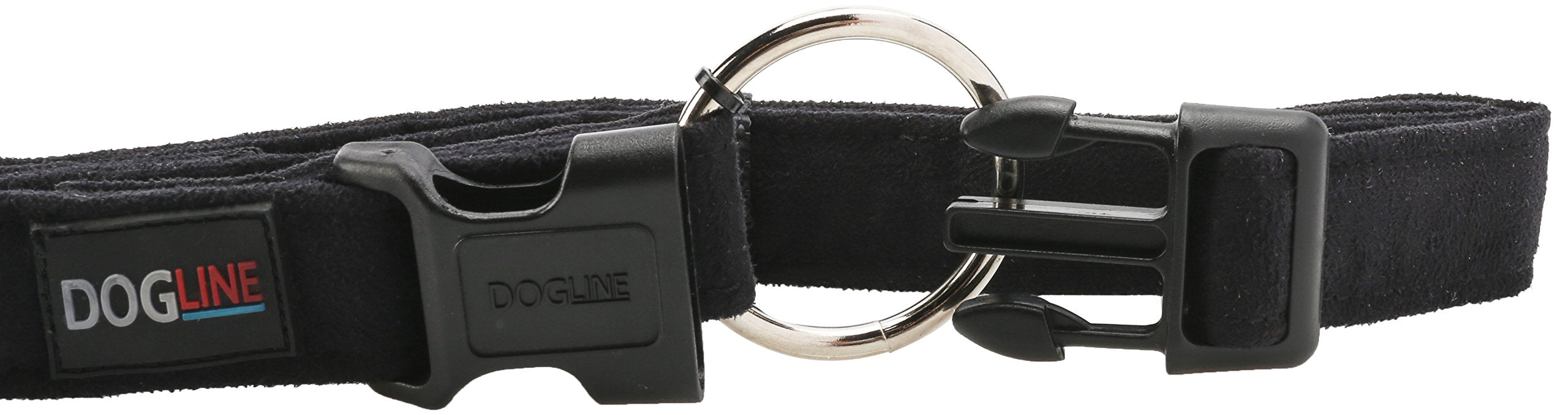 Dogline 15 To 25-Inch Comfort Microfiber Soft Padded Pet Puppy Dog Collar With Nylon Reinforcement, Large, 1-Inch Wide, Black