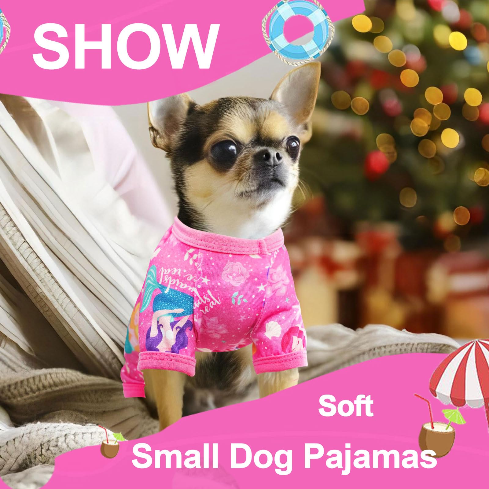 Viunimo Dog Pajamas For Small Medium Dogs, Summer Cute Dog Clothes, Soft Stretchy Doggie Onesies Puppy Outfit (Pink, Large)