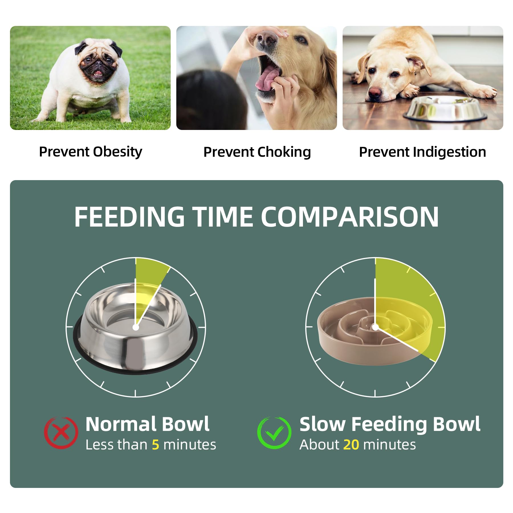 Havniva Ceramic Raised Slow Feeder Dog Bowl Set, Elevated 7.3Inch Bowl And 8.2Inch Puzzle Slow Dish With Wooden Stand For Medium