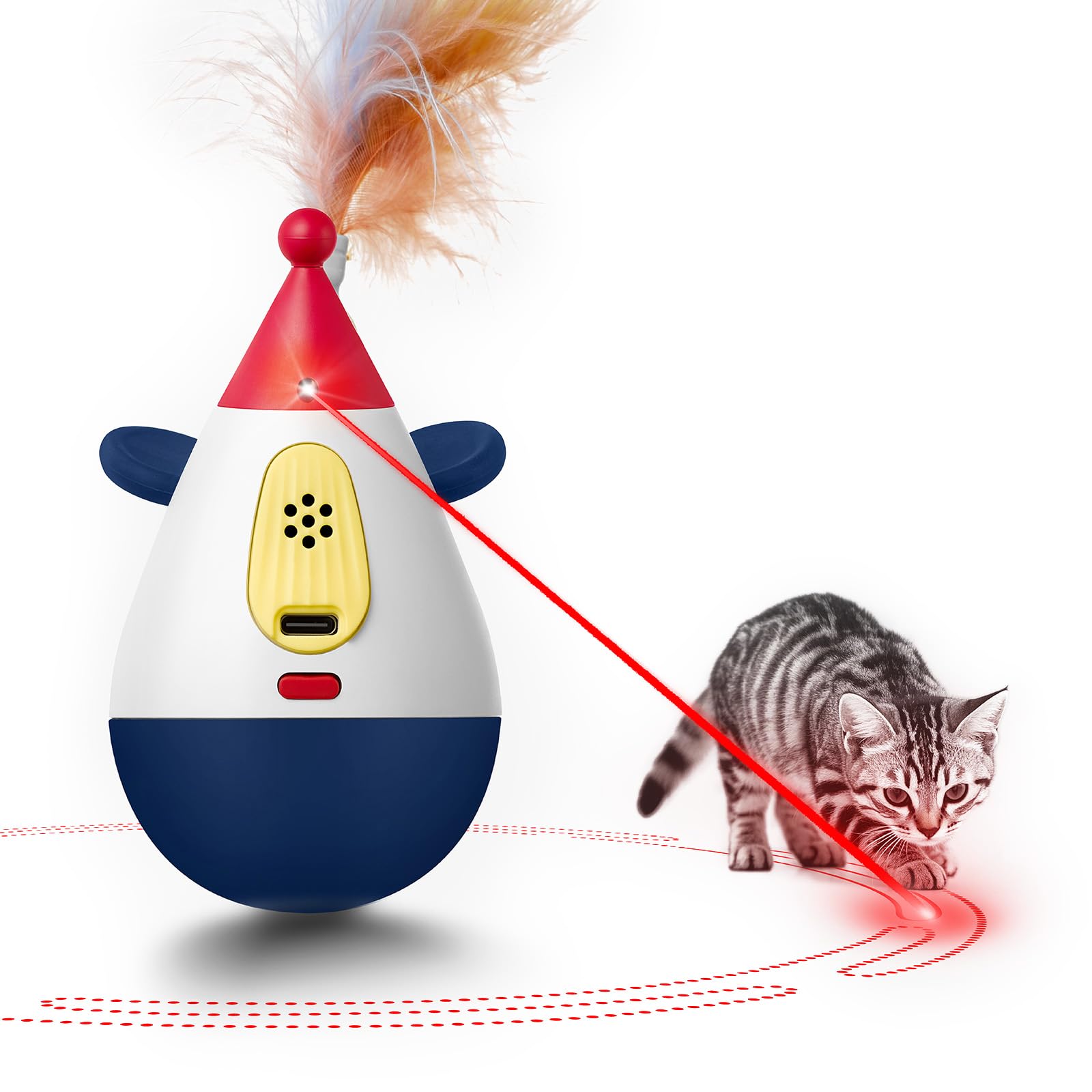 Duepay Cat Laser Toy Automatic Interactive Cat Toy With Random Trajectory Usb-Rechargeable Wobble Cat Toy With Three Random Mode