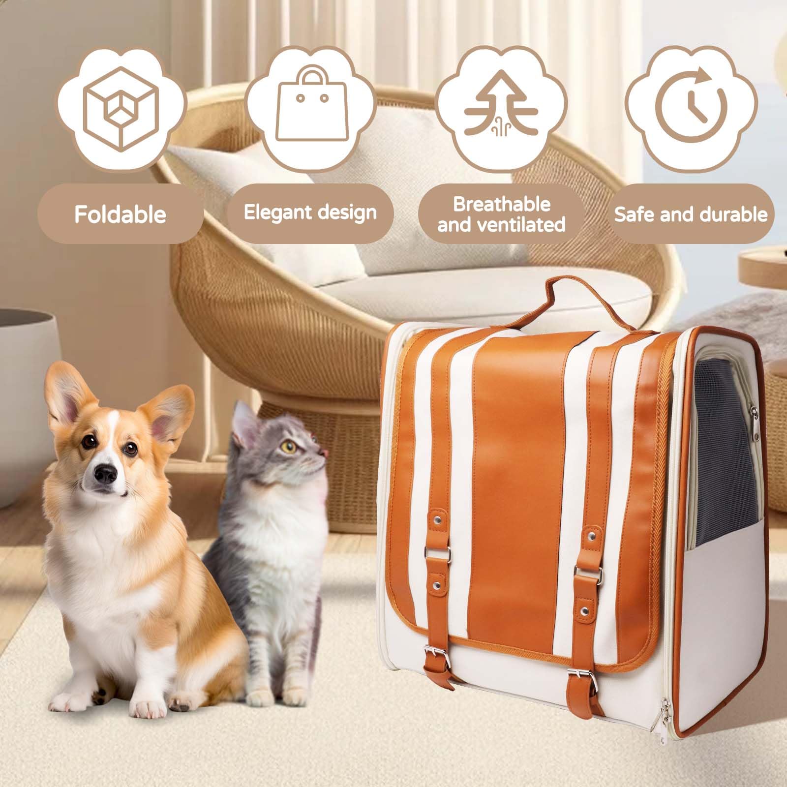 Laifutu Cat Backpack With Collapsible Bowl, Cat Backpack Carrier Maximum Capacity 14Kg, Cat Carrier Backpack Ventilation Design,