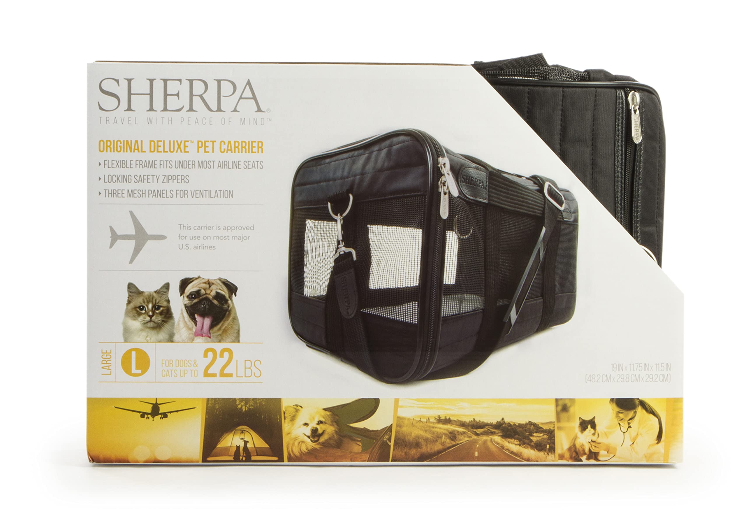 Sherpa Original Deluxe Pet Carrier, Large, Black