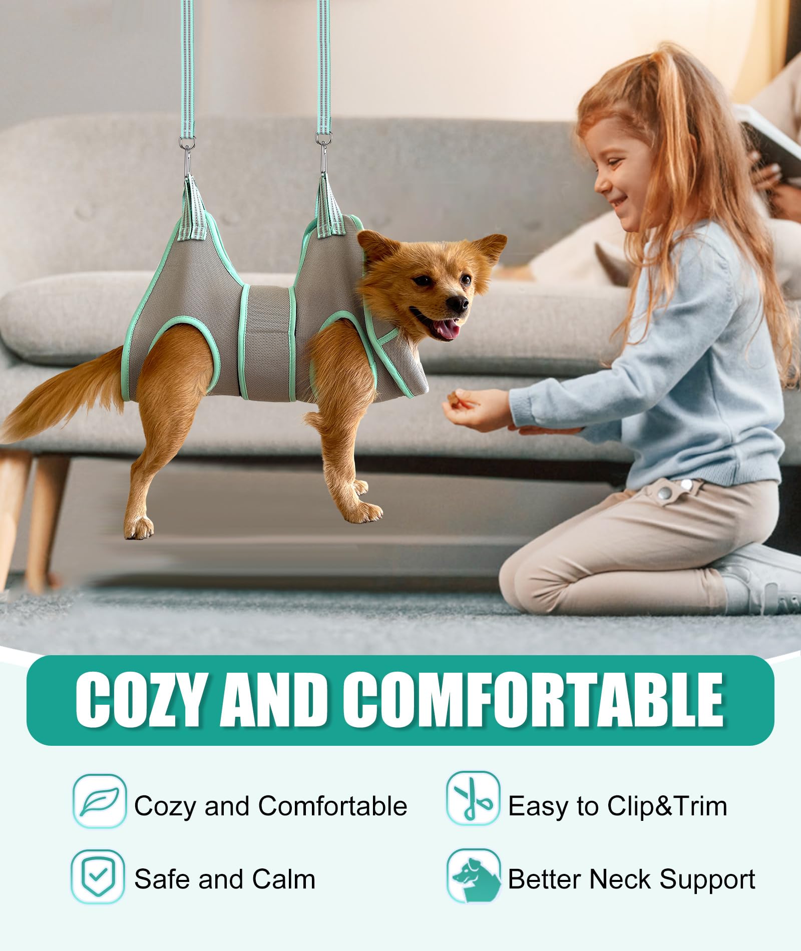 Kkiimatt Dog Grooming Hammock Harness, Xs Dog Hanger For Nail Trimming, Grey Dog Sling Nail Trimming,Dog Holder Grooming Restrai