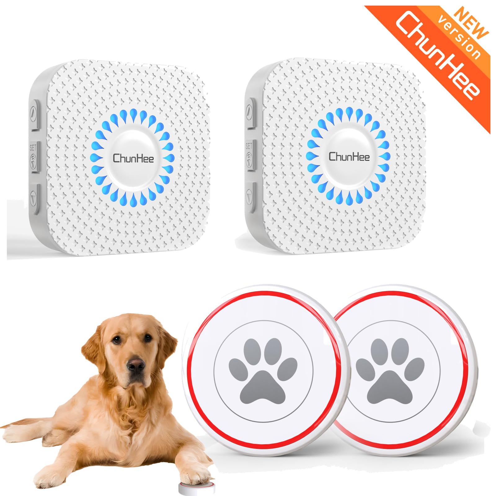 Chunhee Dog Doorbells For Communication-Dog Door Bell Potty Training Wireless Dog Door Bell-Ip55 Waterproof Dog Potty Button