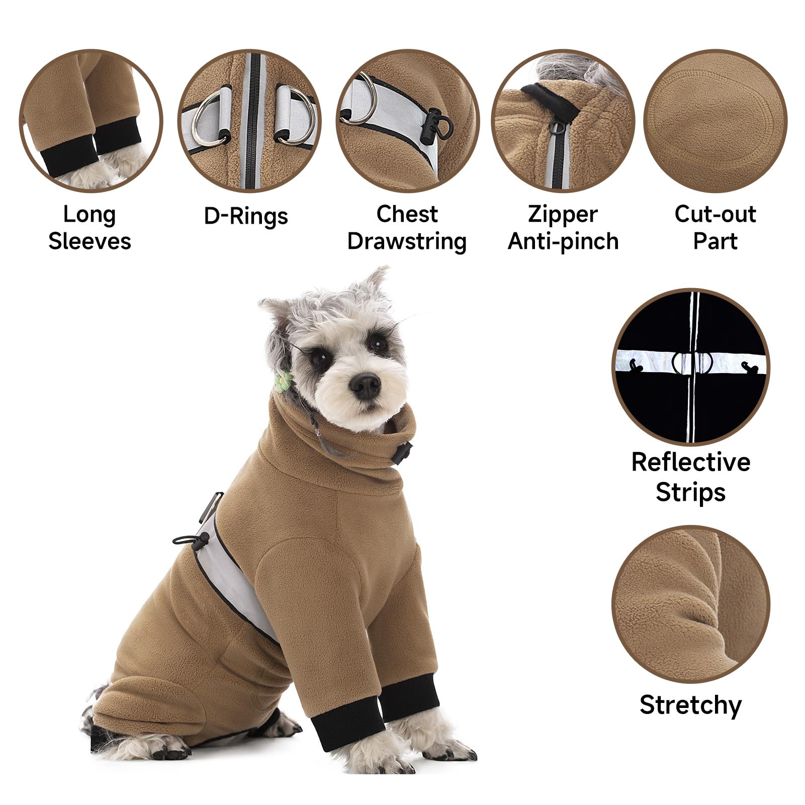 Polar Fleece Dog Coats For Small Medium Dogs, Winter Jacket Sweater Vest Bodysuit, Four-Legged Warm Clothes Pajamas