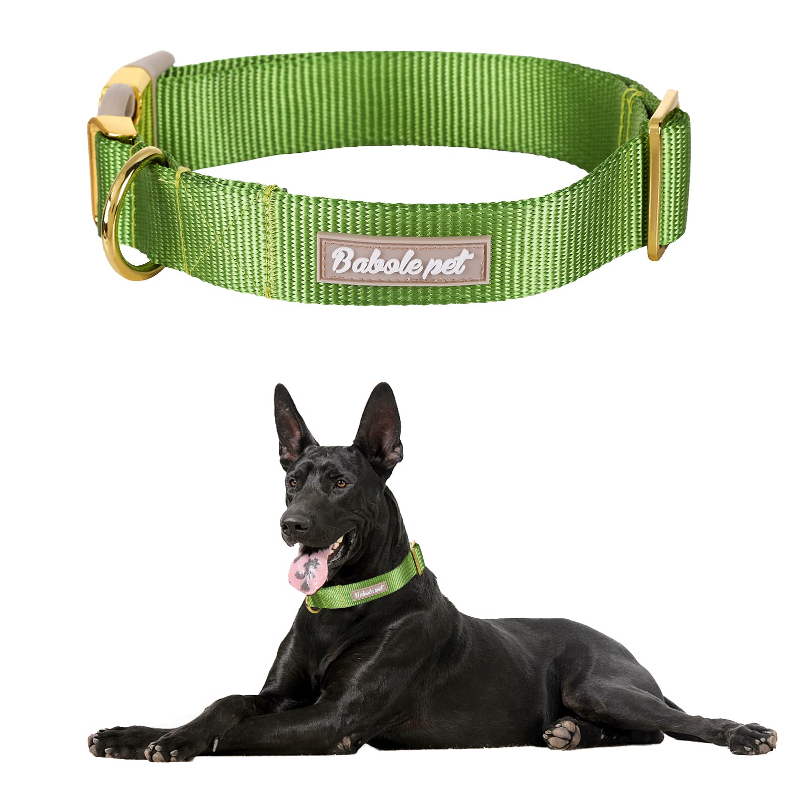 Babole Pet Nylon Dog Collar - Adjustable Green Soft Webbing Dog Collars For Small Medium Large Dogs Boy Girl Puppy Collar With S
