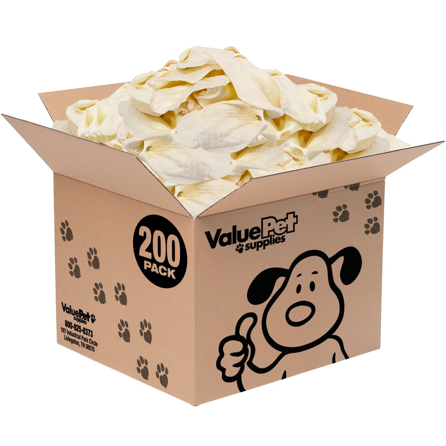 ValueBull Premium Cow Ears, Large, 200 Count Bulk Pack - All Natural Dog Treats, 100% Angus Beef, Single Ingredient, Cleans Teet