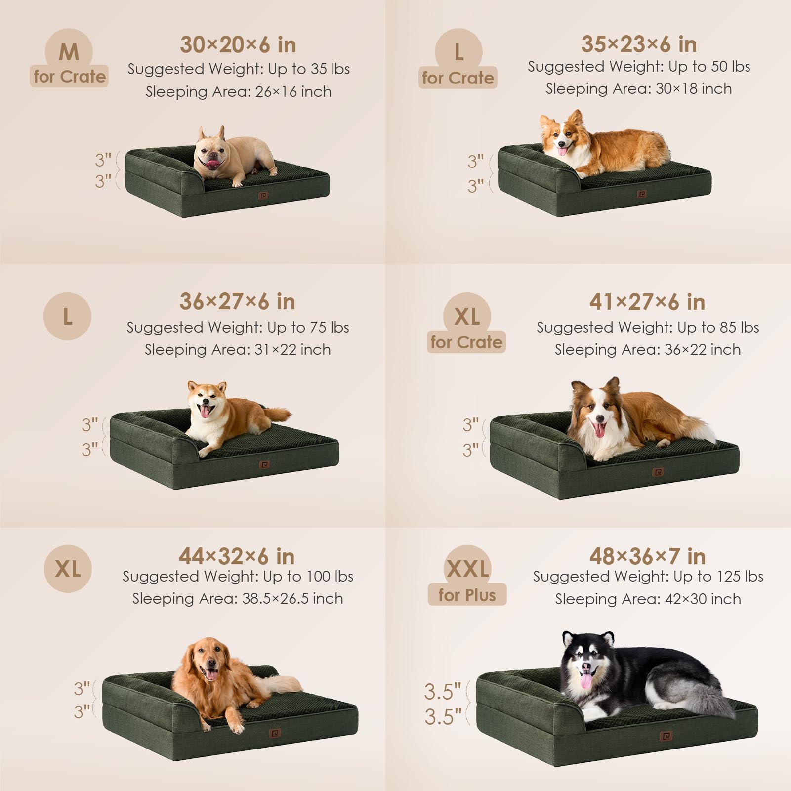 Eheyciga Xl Memory Foam Dog Bed, Orthopedic Dog Beds For Extra Large Dogs, Waterproof Egg Crate Dog Couch Bed With Washable Removable Cover And Non-Slip Bottom, L Shaped Dog Bed, Dark Green