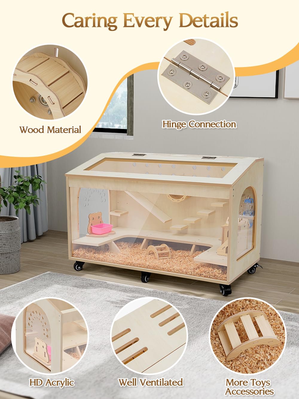 Hamster Cage Large 32 Inch Guinea Pig Cages Hamster Cages Enclosure And Habitats Mice Rat Cage With Platform Openable Top Acryli
