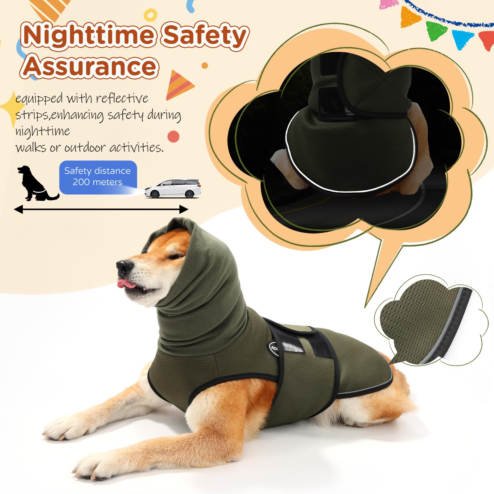 Aoolmol Dog Anxiety Vest And Coat, Vet Visits And Separation - Keep Pet Calm, Dog Jacket For Thunder, Fireworks, Anti Anxiety Ve