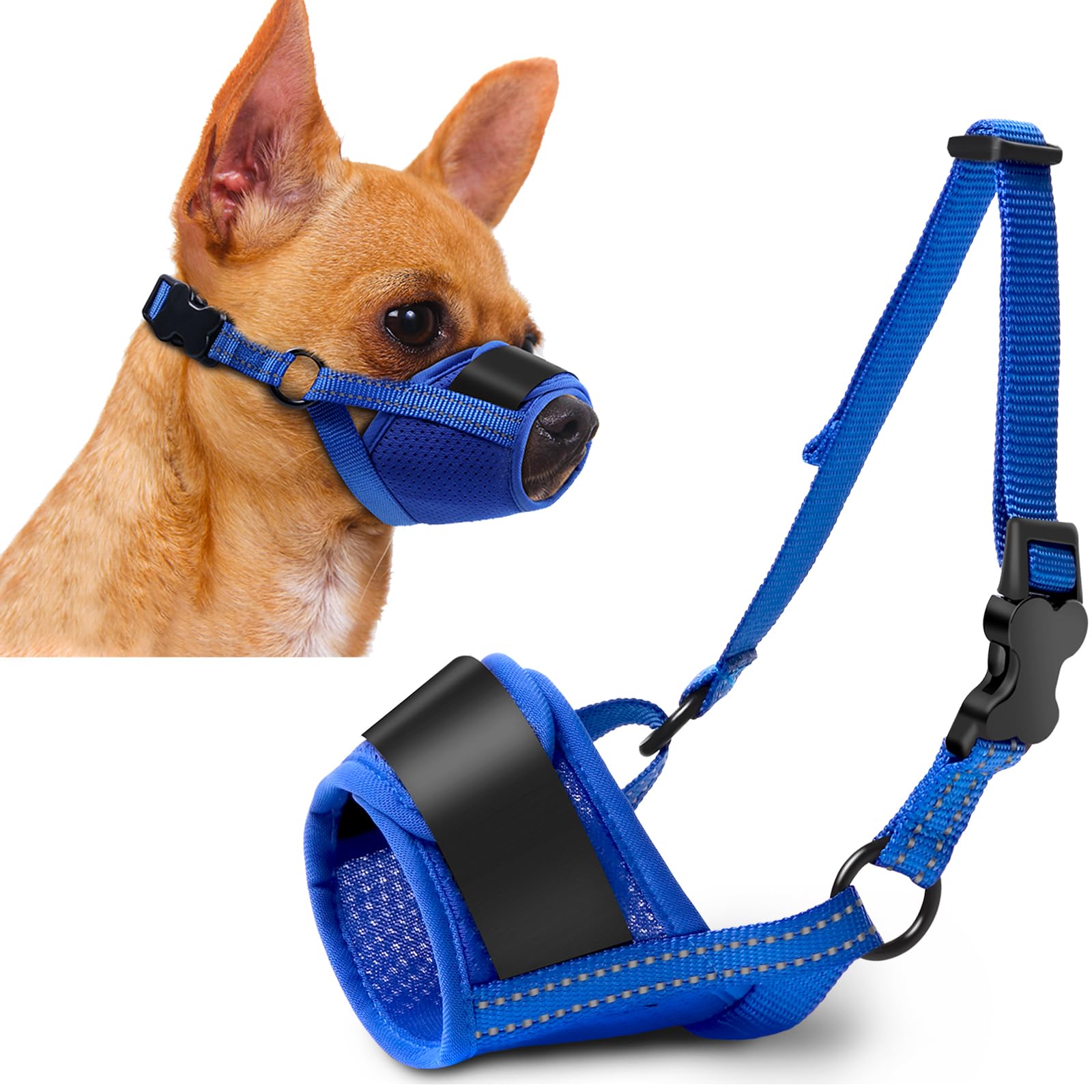 Dog Muzzle, Soft No Barking Adjustable Mesh Muzzles For Small Dogs Anti Chewing, Breathable Puppy No Bite Muzzle For Toy Poodle 
