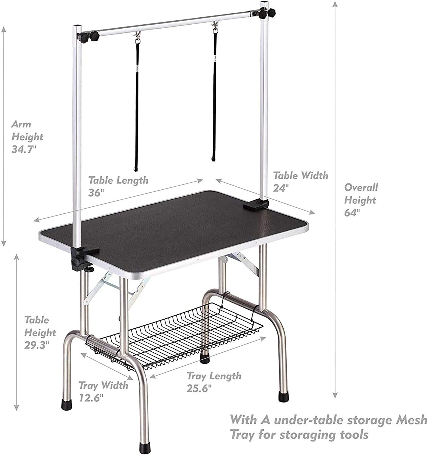 Professional Adjustable Pet Grooming Table Heavy Duty With Arm & Noose & Mesh Tray For Large Dog Cat Shower Table Bath Station,