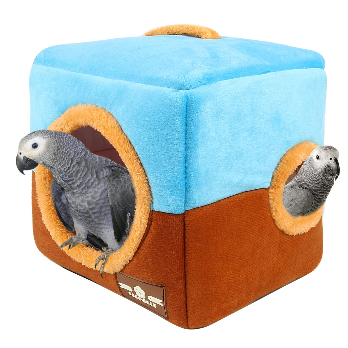 Gindoor Large Size Parrot Nest House - Winter Warm Bird Snuggle Hut Hanging Birds House Cage Hideaway Cave Bed For Large Birds A