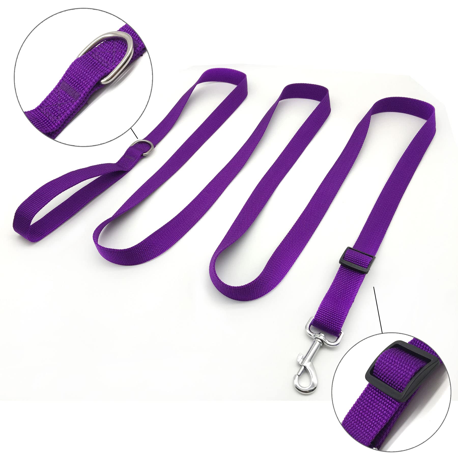 6Ft/ 10Ft Adjustable Dog Leash, Nylon Dog Leashes For Medium Large Dogs (10Ft, Purple)