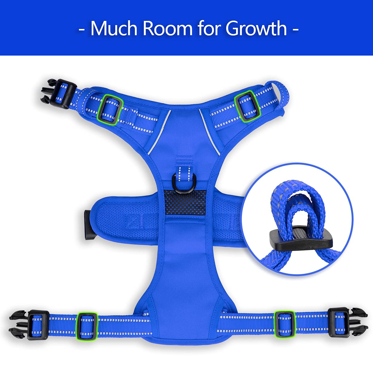 Poypet No Pull Dog Harness, No Choke Reflective Dog Vest, Adjustable Pet Harnesses With Easy Control Padded Handle For Small Medium Large Dogs(Royal Blue,Xl)