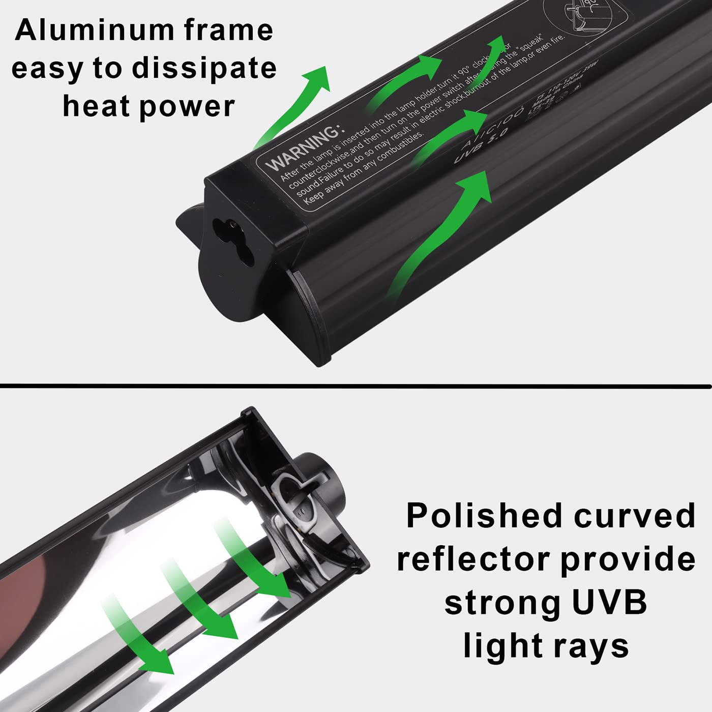 Aiicioo T5 UVB Lighting Combo Kit 39W - T5 UVB Reptile Light Fixture and T5 5.0 UVB Light Bulb for Bearded Dragon Leopard Gecko