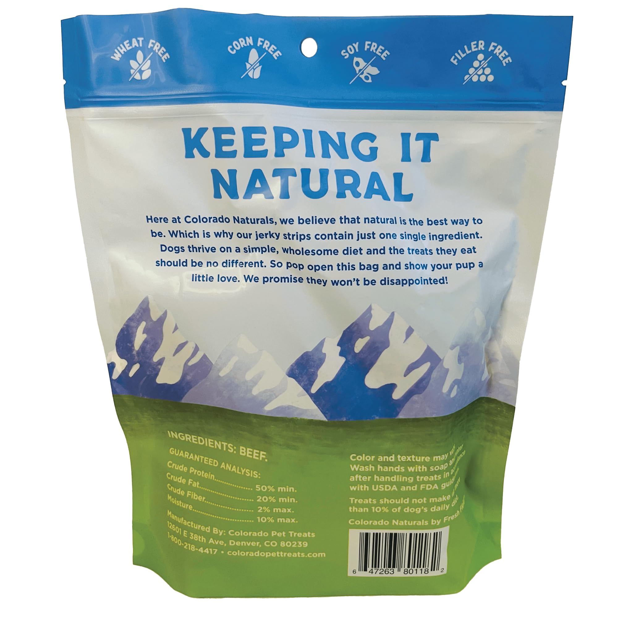 Colorado Naturals Beef Jerky Strips Dog Treats, All-Natural, 16 oz – Made in USA, No Fillers or Preservatives