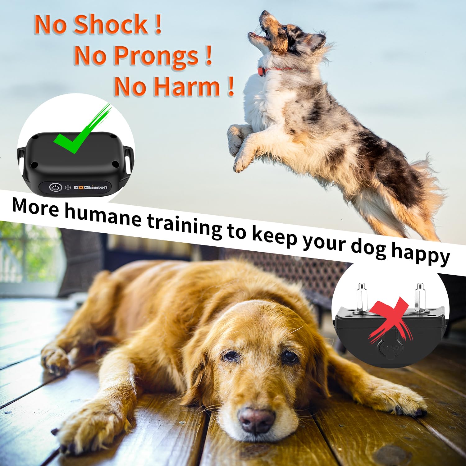 Doglinsen No Shock Dog Training Collar With Controller 3300Ft Range, 9 Style Tones And Vibration For Small Puppy Medium Large Do