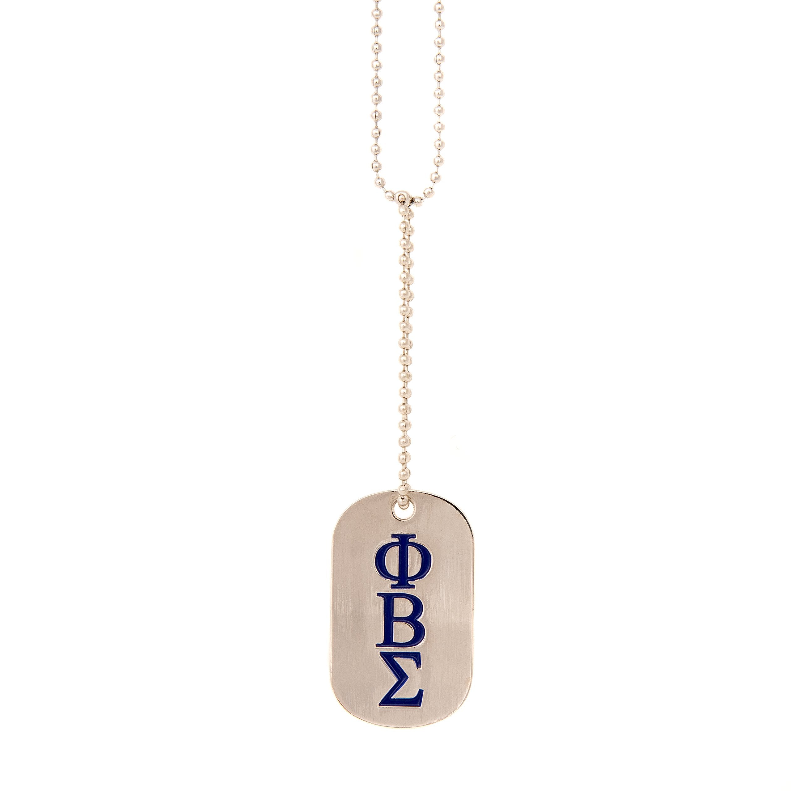 Desert Cactus Phi Beta Sigma Dog Tag Fraternity Necklace With Crest Greek (Style B - Silver Traditional)