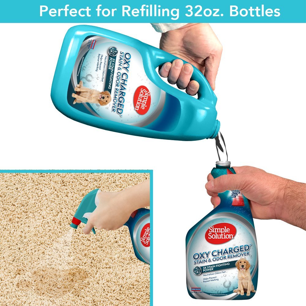 Simple Solution Oxy Charged Pet Stain And Odor Remover | Eliminates Pet Stains And Odors With 3X Cleaning Power | 1 Gallon