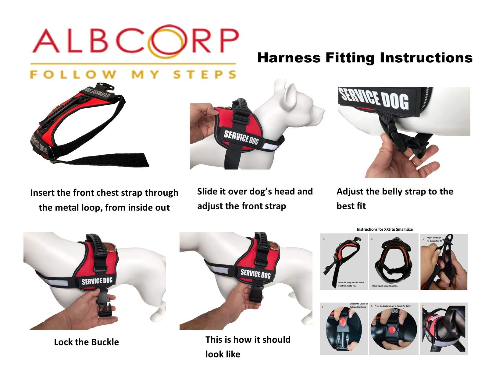 Albcorp Service Dog Vest Harness - Reflective - Woven Polyester & Nylon, Comfy Mesh Padding, Large, Pink