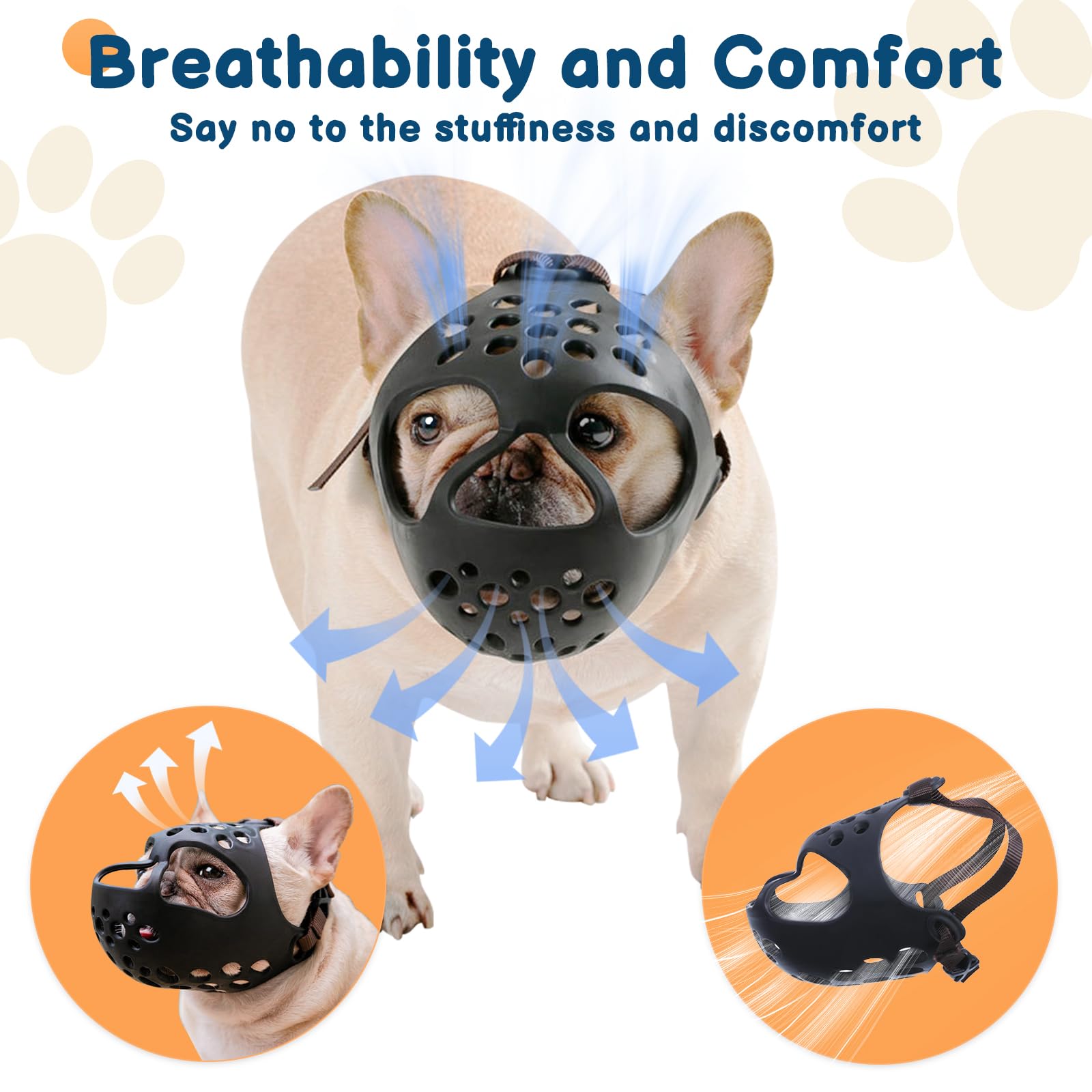 BARKLESS Dog Muzzle for Short Snout, Soft Frenchie Muzzle for Biting, Chewing, Licking for French Bulldogs Boston Terriers, Idea
