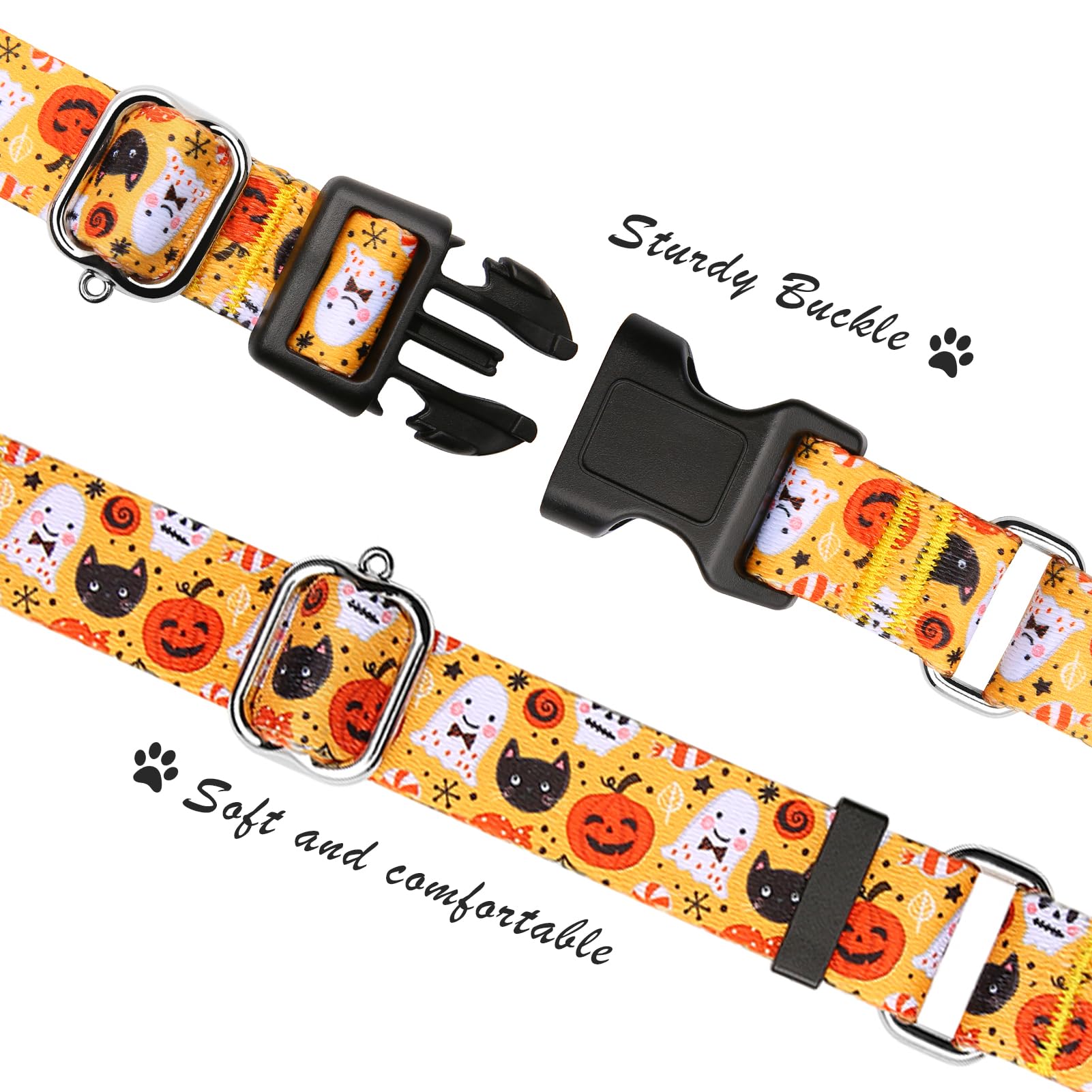 Hikiko Martingale Collar For Dogs With Buckle For Small Medium Large Dogs Soft Nylon Halloween Dog Collars Walking Training(Yell