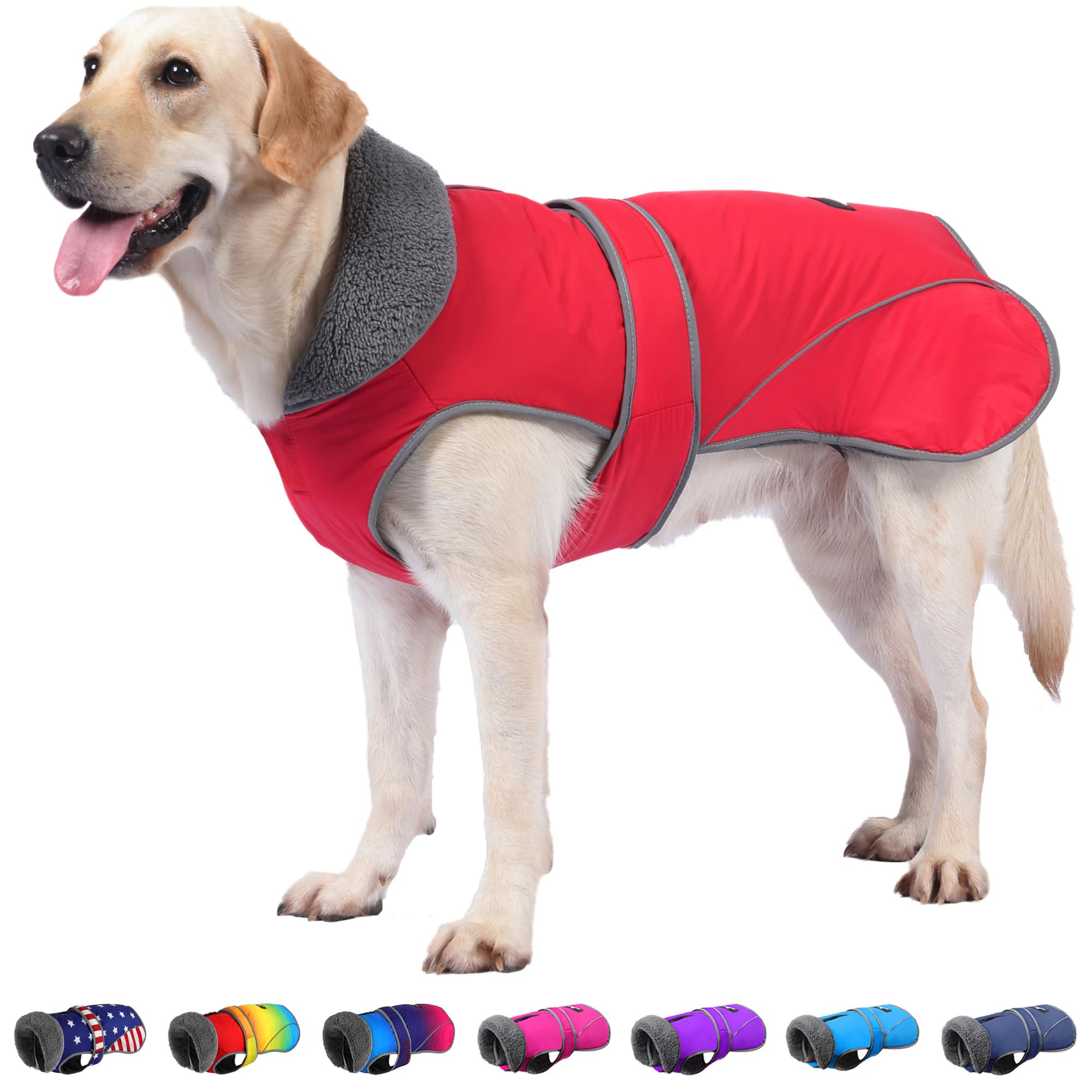Dogcheer Dog Coat, Christmas Dog Jacket Waterproof Dog Winter Coat for Cold Weather, Reflective Dog Winter Jacket Warm Turtlenec