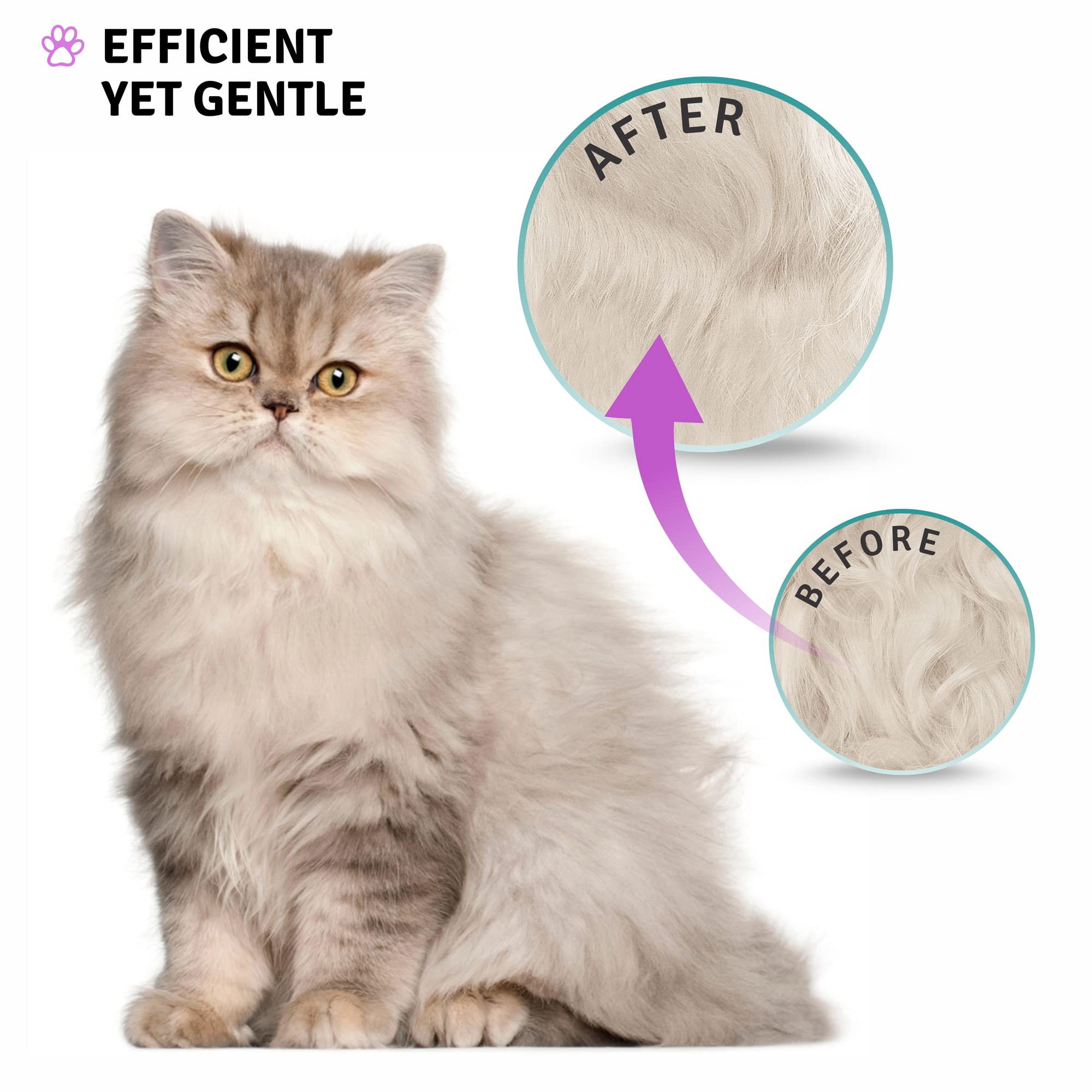 Poodle Dematting Fur Rake Comb Brush For Dogs And Cats - Long 2.5' Steel Safety Blades Metal Comb For Detangling Matted Or Knotted Undercoat Hair