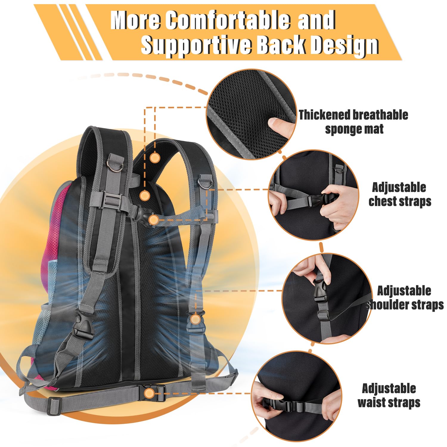 Yudodo Dog Front Carrier Backpack, Adjustable Breathable Pet Carrier For Small Dogs, Ventilated Puppy Back Pack With Safety Belt