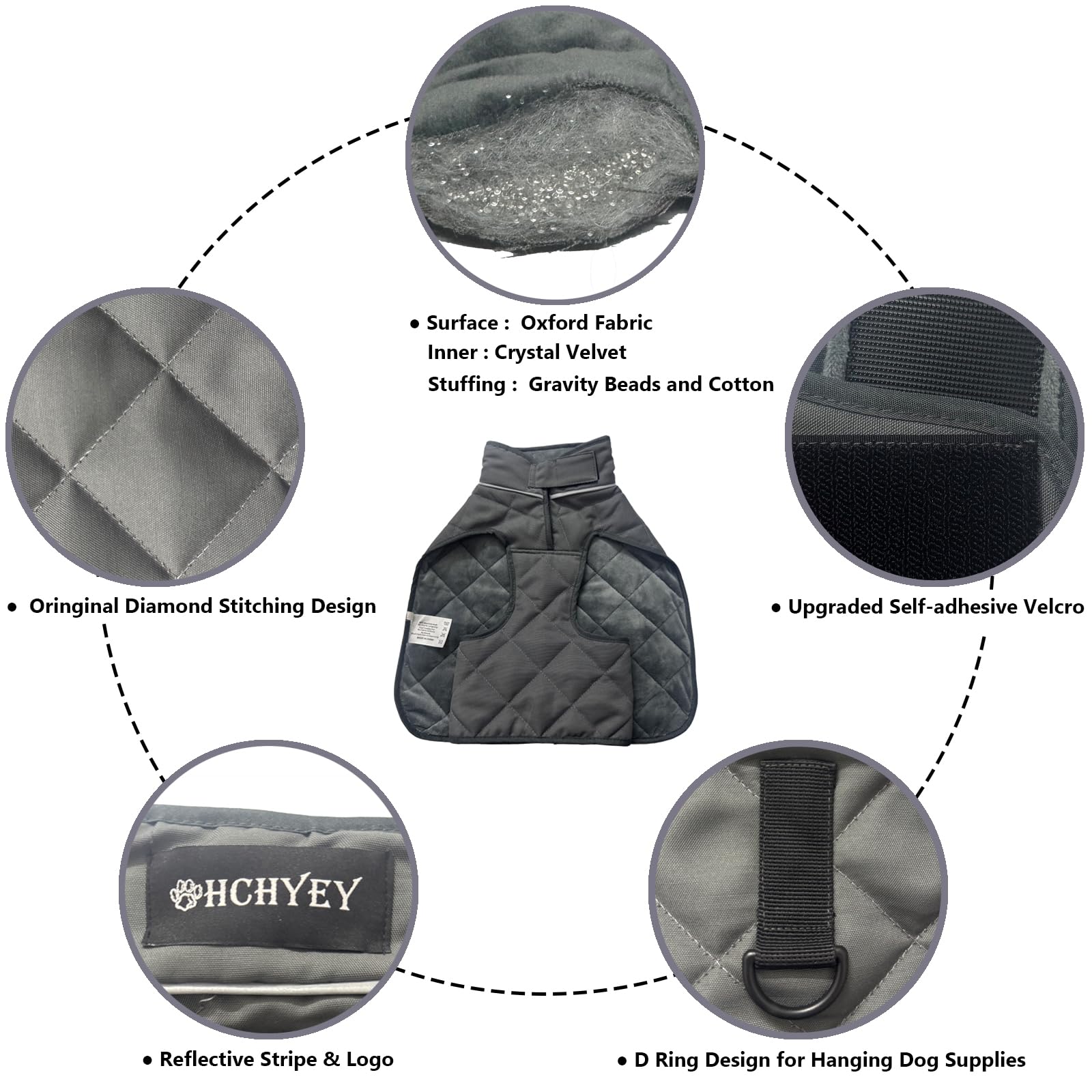 Hchyey Weighted Dog Vest, Tactical Weight Coat With Beads For Dogs Anxiety- Relieve Stress, Build Muscle & Optimize Health, Prem