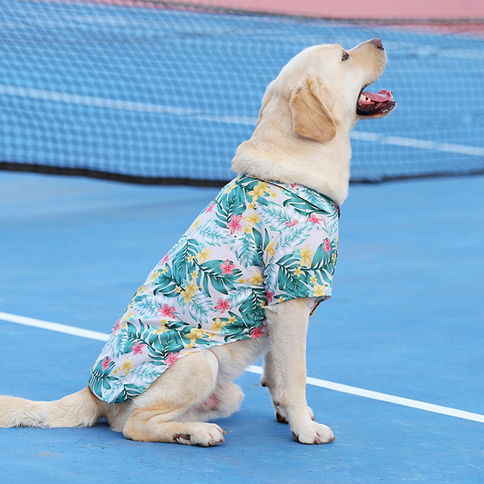 Lhyz Park Hawaiian Beach Print Pet Dog Cat T-Shirts Cute For Small To Medium Dog Cats Cool Summer Vest Camp Shirt Clothes (Pomeg