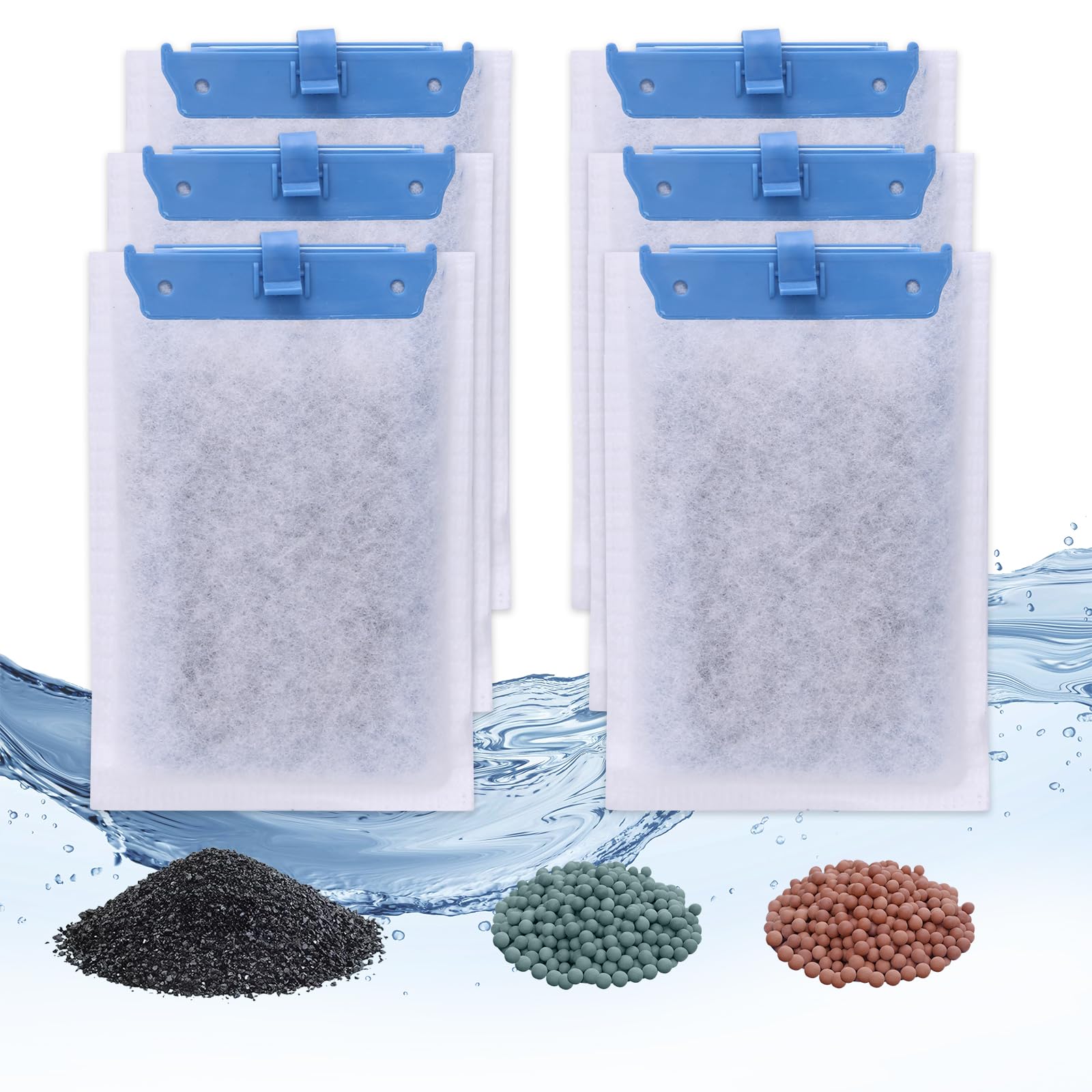 Saierte Large Aquarium Filter Cartridges (6-Pack) For Tetra Whisper Bio-Bag Power Filters & Tetra Reptofilter - Replacement Filt