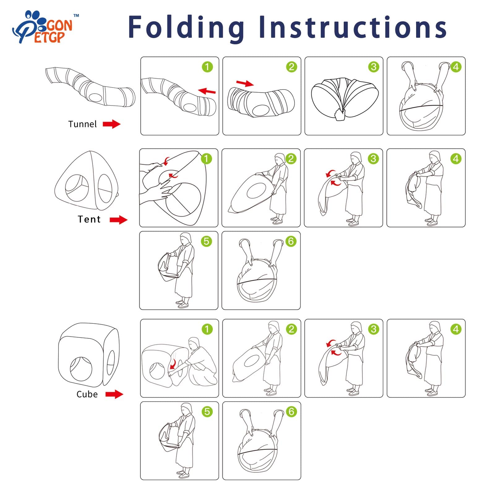 Gonpetgp Cat Tunnel Toy And Cubes Combo, Cat Tunnels For Indoor Cats With Play Ball, Interactive Crinkle Collapsible Tent And Cubes, Cat Tube For Puppy Pet Rabbit - All In One Set Of 3