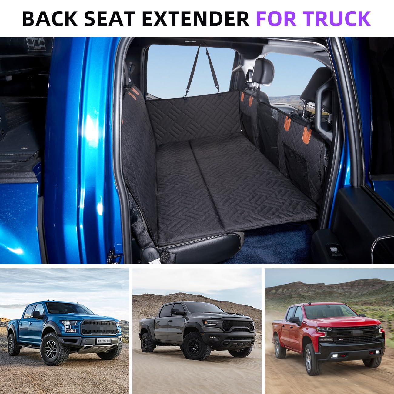 Tkyz Dog Seat Cover And Bed For Trucks - Back Seat Extender And Hammock For F150, Ram1500, Silverado - Non-Inflatable Pet Mattre